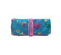 PRINCESS BRIDE Blue Brocade Jewelry Travel Organizer, Embroidered jewelry Storage Bag,Trinket Scroll Roll Pack A05