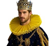 PRINCESS BRIDE Large Adults Aristocratic Shakespeare Ruff collar Renaissance Elizabethan Ruff Collar Neck Ruffle Clown Collar(Yellow)