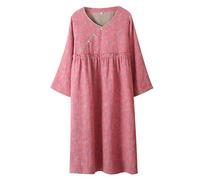 PRINCESS BRIDE Large Yarn-dyed Jacquard Muslin Japanese Robe Breathable Nightgown Kimono Robe Yukata Cozy Bathrobe for Women(Pink)