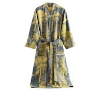 PRINCESS BRIDE Unisex Cotton Double Layer Gauze Bathrobe Breathable Pajamas Soft Nightgown Absorbent Yukata for Hotel, Home, XL, Dark Green