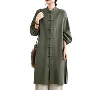 PRINCESS BRIDE Women Simple Cardigan Tops Quiet Clothes Cotton Linen Blend Robe Coat Long Jacket Outerwear, M, Green