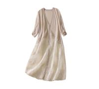PRINCESS BRIDE Women's Lace Patchwork Mid-length Cardigan Lightweight Breathable Knit Summer Sun Protection Cover Up, Button Down V-Neck Open Front Kimono Cardigan, One Size