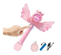 Princess Bubble Wand Bubble Machine for Kids with LED Lights and Music | Rechargeable Lithium Battery with Bubble Solution and Pink Colors | LED Blower: Birthday Gift