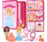 Princess Busy Board Toy for 3-5 Year Old Girls - Montessori Quiet Busy Book for Toddlers Pretend Play, Educational Activity Book with Dress-Up & Makeup Games, Birthday Gifts for 3-4 Year Old Girls