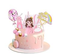 Princess cake decoration,14Pcs Princess Figurines,Girl Birthday Cake Decoration,With white feathers for Girls Kids Baby Shower Cake Decoration Wedding Birthday Party Decorations