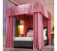 Princess Canopy Bed Curtain For Twin/full/queen/king - Elegant Solid Color Decoration For Girls' Bedrooms & Adult Rooms - Stylish 4 Corner Post Design Type2-wine Red California King