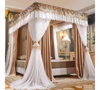 Princess Canopy Bed With Mosquito Net, Double Layer Frame Curtain, Perfect Bedroom Decoration For Girls, Elegant Bed Accessories For Sweet Dreams Brown 150×200×200cm