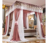 Princess Canopy Bed With Mosquito Net, Double Layer Frame Curtain, Perfect Bedroom Decoration For Girls, Elegant Bed Accessories For Sweet Dreams Ruby Color 180×200×200cm