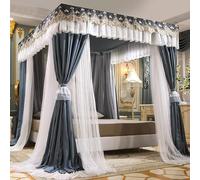 Princess Canopy Bed With Mosquito Net, Double Layer Frame Curtain, Perfect Bedroom Decoration For Girls, Elegant Bed Accessories For Sweet Dreams Dark Grey 180×200×200cm