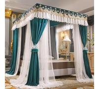Princess Canopy Bed With Mosquito Net, Double Layer Frame Curtain, Perfect Bedroom Decoration For Girls, Elegant Bed Accessories For Sweet Dreams Dark Green 150×200×200cm