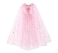 Princess Cape Colorful Cloak, Fancy Dress Halloween Costume With Sparkling Sequins Tulle for Carnival Birthday Party Cosplay Dress Up for Girls (Pink M)