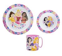Princess Cartoon Character Dinner Tableware Set 3pcs Plate, Bowl & Mug, BPA Free re-usable Plastic Microwave Safe (Princess)