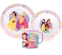 Princess Cartoon Character Dinner Tableware Set 3pcs Plate, Bowl & Mug, BPA Free re-usable Plastic Microwave Safe (Princess)