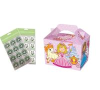 Princess Castle Birthday Party Food Boxes - Childrens Birthday Party Picnic Loot Bag Plate Box And MustBeBonkers® Sticker Seals (50 Boxes)