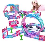 Princess Castle Car Race Track toy set for 2-8+ Year Old girl, Easy Construction Build Assembly 360° Ferris Wheel,Birthday Gift toys for toddlers girls Kids aged 2 3 4 5 6 7 8 + Year Old (Pink)