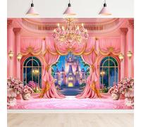 Princess Castle Garden Pink Cute Palace Floral Night Photography Backdrop