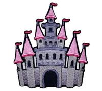 Princess Castle Patch (4 Inch) Pink Iron-on or Sew-on Badge Magical Kingdom Tower Emblem Perfect for Costumes, Backpacks, DIY Gift Patches