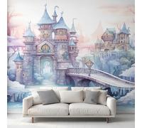 Princess Castle Photo Wallpaper, Fantasy Winter Castle Wallpaper Mural, 200x140cm Wall Paper for Bedroom Living Room, Non-Woven Wall Mural Room Decor EL&D81