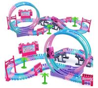 Princess Castle Race Track Toy for 2 3 4 5 6 Year Old Girls,Easy Construction Assembly 360° rotating track Race Car Track Toy,Birthday Gift for 3-12 Year Old Toddler Kids Pink