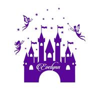 Princess Castle Wall Decals Personalized Name Magical Fairies Vinyl Wall Stickers Girls Name Custom Girls Bedroom Decor Extra Large - 67x70cm