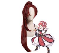 Princess Connect! Re:dive Akino Wig Cosplay Costume 80cm Dark Red Hairpiece with Chip Ponytails Halloween Party Role Play Wigs 747