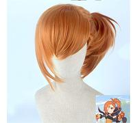 Princess Connect! Re Dive Mingi Orange Ponytail Cosplay Heat Resistant Synthetic Hair Halloween Carnival Party + Free Wig Cap PL-759
