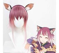 Princess Connect! Re:dive Tamaki Cosplay Wigs Three Color Gradient is Short Hair with Ears Costume Prop Fancy Wig Wigs and ears