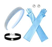 Princess Costume Accessories for Women Headband Choker Earring Long Gloves Set Halloween Dress Up Party Supplies for Cinderella