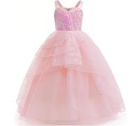 Princess Costume Kids Witch Glinda Costumes Dress for Girls Princess Fancy Dress up Halloween Cosplay Outfits Birthday Party Sequins Tutu Dresses Princess Dress up for Girls 5-6 Pink
