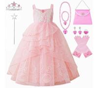 Princess Costumes for Girls, Deluxe Pink Witch Fancy Dress & Accessories for Dress Up Party, Birthday and Halloween Cosplay, Age 3-5 Years