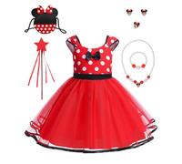 Princess Costumes for Girls, Toddler Polka Dots Fancy Dress with Mouse Ears Bag Necklace, Kids Dress Up Outfit Tutu Dress for Christmas Halloween Carnival Party Cosplay