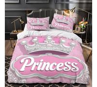 Princess Crown Comforter Cover 3D Print Super Soft 3-Piece Bed Set Hidden Zipper Vintage Royal Design Duvet Cover Hotel Quality Hypoallergenic for Adults Women Kids Girls Boys Double（200x200cm）