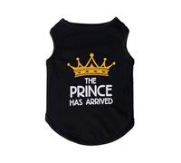 Princess Crown Dog Vest T Shirt Summer Cotton Pet Clothes For Small Dogs Chihuahua Poodle Shirts Puppy Mascotas Clothing Prince(Black Prince,L-suit 3.5-5kg)