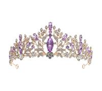Princess Crown Headdress with Rhinestone Elements for Birthday Dance | Zinc Alloy and Rhinestone, Shining Design, Golden Colour, Women, Charming Visual Effect