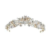 Princess Crown Tiara,Bridal Crowns Tiara, Baroque Flowers Rhinestone Pearl Hair Bands, Birthday Party Wedding Prom Pageant Hair Accessories Hair Jewelry For Women And Girls,Gold,Diameter 15.5cm
