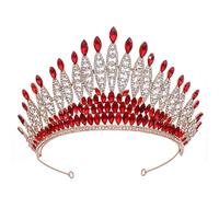 Princess Crown Tiaras, Rhinestone Crystal Crown Tiaras, Bridal Wedding Prom Hair Accessories, Crystal Tiara Crowns for Birthday, Proms, Parties, Pageant, Stage Productions (Red)