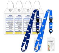Princess Cruise Luggage Tag Holder (4 Pack) & Lanyard (2 Pack) Bundle - Large eTags, Clear & Waterproof - Cruise Essentials for 2025 & 2026 Travel