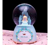 Princess Crystal Ball Musical Snow Globe Crystal Ball Manual Snowfall Balls Artware Colorful Lights Water Globe Ball Exquisite Desktop Ornament Birthday Present for Kids