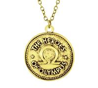 PRINCESS CUTENESS STORE Ivlivs Coin Heroes Of Olympus Demigod Antiqued Gold Tone Pendant Necklace Annabeth Chase