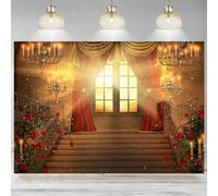 Princess Dancing Ballroom Backdrop Birthday Red Curtain Gold Rose Beast Castle Background Wedding Banner Palace Photography 350x230cm