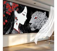 Princess Diamond Art Leopard Diamond Painting Kit 35x71 Inch, 5D Crystal Art Craft Kits Beginner Adults Hobbies for Women Relax, Large Colorful Gem Canvas Paint by Numbers for Home Wall Decor C-544