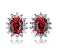 Princess Diana Kate Middleton Class Gemstone Birthstone Sapphire Emerald Ruby Stud Earrings for Women, 14k Gold Plated 925 Sterling Silver Earrings for Women, Earings Set