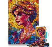 Princess Diana Mosaic Portrait Jigsaw Puzzles 1000 Pieces for Adults Reason Skill Toy Calm Relax Exact Cut Heartfelt Gift (38x26cm)