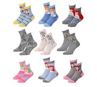 Princess Disney Girls' Socks Pack, Pack of 9 Surprise socks, 6-8.5
