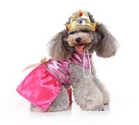 Princess Dog Costume Pink Princess Dress, Cute Queen Dog Halloween Costume Dogs Cosplay Costumes Fashion Dress for Puppy Small Medium Dogs Special Events Funny Photo Props Accessories