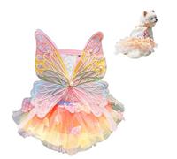 Princess Dog Dress, Rainbow Tutu Fairy Costume for Small & Medium Pets, L