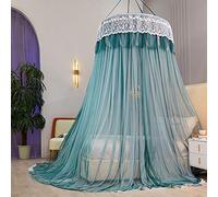 Princess Dome Mosquito Net Double Layer Yarn Double Bed Canopy, Lace Hanging Bed Tent for Single to King Size Beds Ideal for Bedroom Decorative-Dark Green