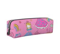 Princess Dress Pencil Case for Boys Girls Colorful Doodle Leather Pen Pouch Holder for School Office Travel Portable Stationery Organizer Makeup Bag Silver Zip