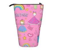 Princess Dress Standing Pencil Case Colorful Doodle Pen Pouch Holder Telescopic Pencil Bag Pop Up Cosmetics Bag Stationery Organizer for School Office Travel