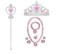 通用 Princess Dress Up Accessories,Girl's Jewelry Dress Up Play Set Tiara Crown and Magic Wand, Girl's Party Cosplay Costumes Accessories Kit